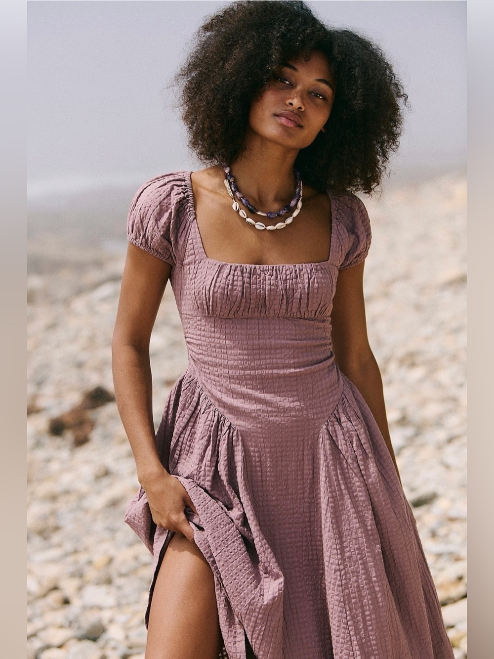 Free People Ciara Pucker Check Midi Dress NWT